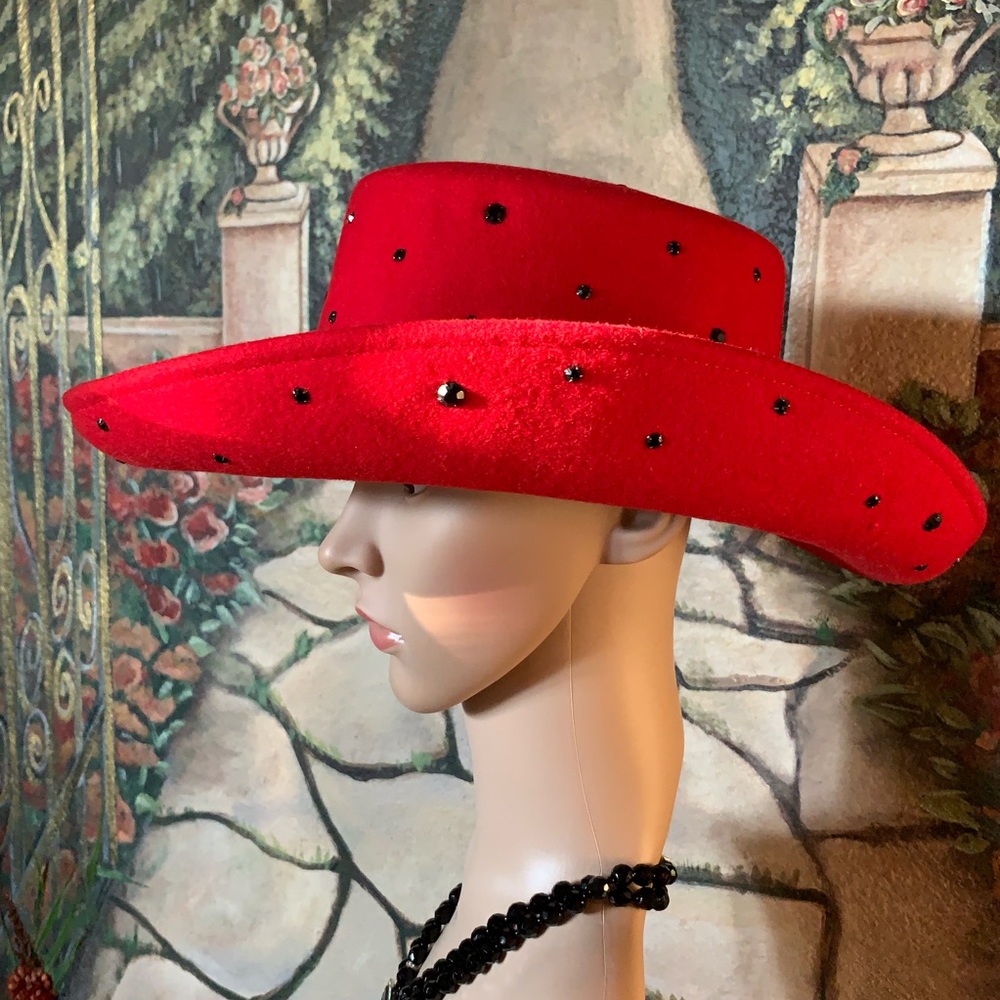 Ladies Red Western Hat - Picture 3 of 7